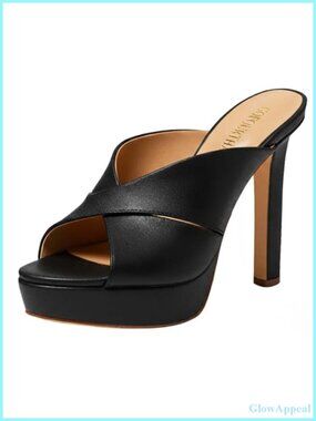 Stiletto Platform Mule Heels for Women Peep Toe Slip On Dress Shoes 4.5" Heel